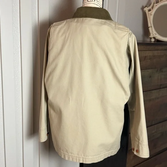 L.L.Bean Women’s Petite Small Canvas Chore Jacket Tan Barn Coat Cotton Utility - Picture 5 of 12